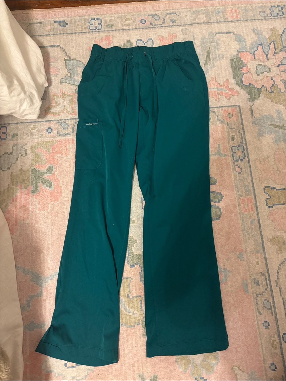 healing hands Teal Scrub Pants with Elastic Waist